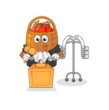 the apple basket judge holds gavel. character vecto