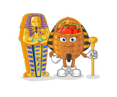 the apple basket ancient egypt cartoon. cartoon mascot vecto