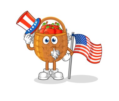 the apple basket uncle sam character. cartoon mascot vecto