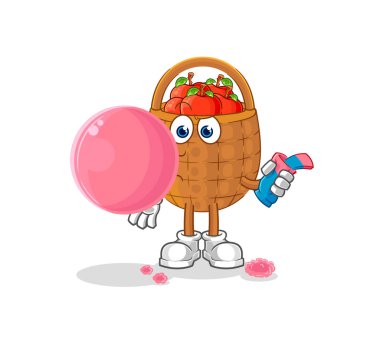 the apple basket chewing gum vector. cartoon characte
