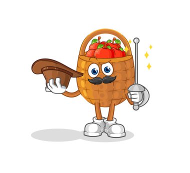 the apple basket fencer character. cartoon mascot vecto