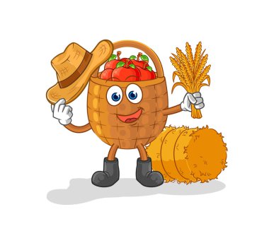the apple basket farmer mascot. cartoon vecto