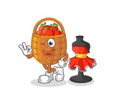 the apple basket fashion designer vector. cartoon characte