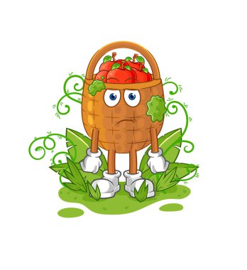 the apple basket waiting too long mascot. cartoon vecto