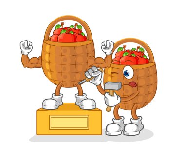 the apple basket sculptor character. cartoon mascot vecto