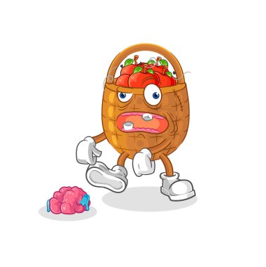 the apple basket zombie character.mascot vecto
