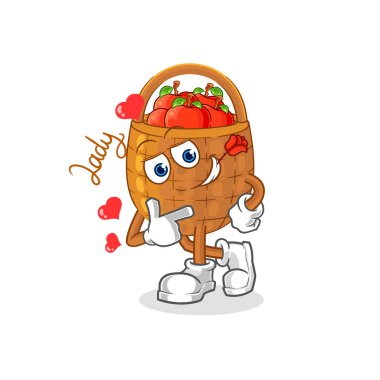 the apple basket flirting illustration. character vecto