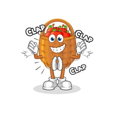 the apple basket applause illustration. character vecto