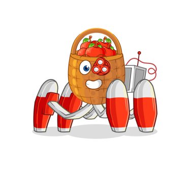 the apple basket future robot vector. cartoon characte