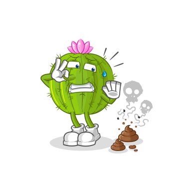 the cactus with stinky waste illustration. character vecto