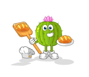 the cactus baker with bread. cartoon mascot vecto