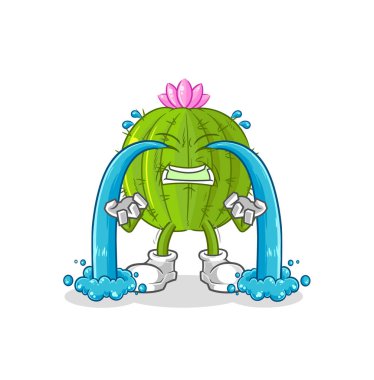 the cactus crying illustration. character vecto