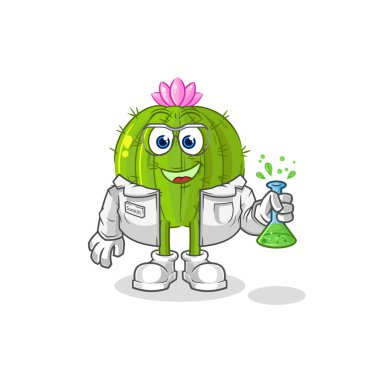 the cactus scientist character. cartoon mascot vecto