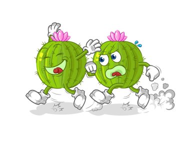 the cactus play chase cartoon. cartoon mascot vecto