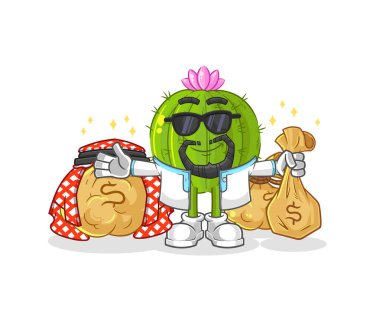 the cactus rich arabian mascot. cartoon vecto