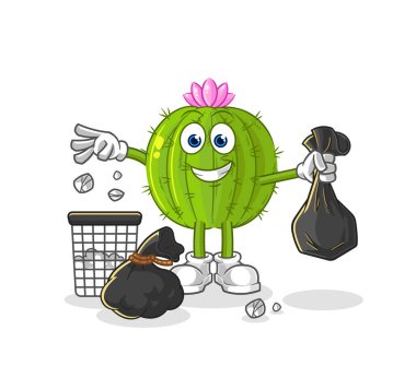 the cactus Throw garbage mascot. cartoon vecto