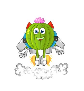 the cactus with jetpack mascot. cartoon vecto