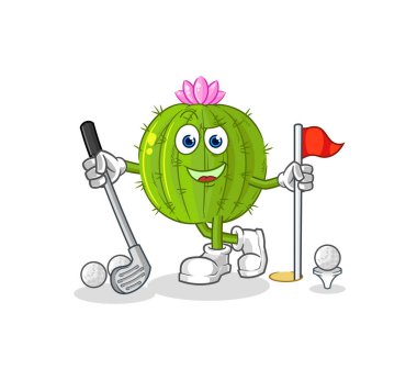 the cactus playing golf vector. cartoon characte