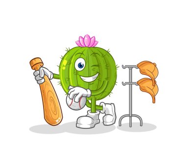 the cactus playing baseball mascot. cartoon vecto
