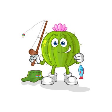 the cactus fisherman illustration. character vecto