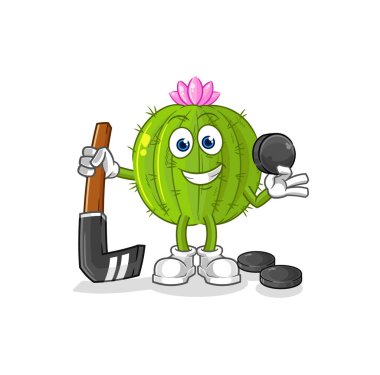 the cactus playing hockey vector. cartoon characte