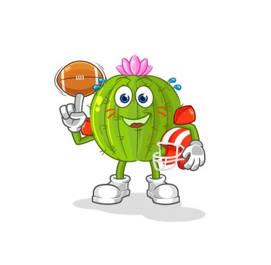 the cactus playing rugby character. cartoon mascot vecto