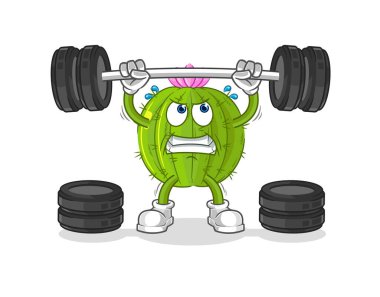 the cactus lifting the barbell character. cartoon mascot vecto