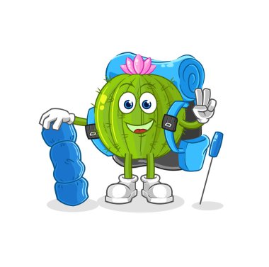 the cactus go camping mascot. cartoon vecto
