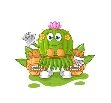 the cactus hawaiian waving character. cartoon mascot vecto