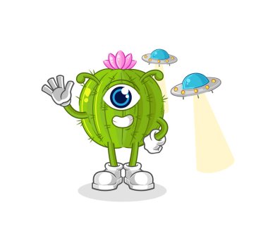 the cactus alien cartoon mascot vecto