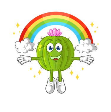 the cactus with a rainbow. cartoon vecto