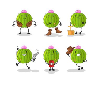 the cactus cowboy group character. cartoon mascot vecto