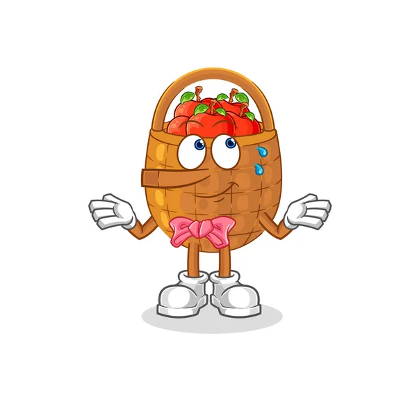Apple Basket Lie Pinocchio Character Cartoon Mascot Vecto — Wektor stockowy