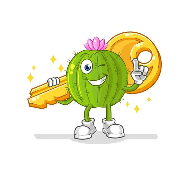 Cactusul Poartă Mascota Cheie Desene Animate Vecto — Vector de stoc