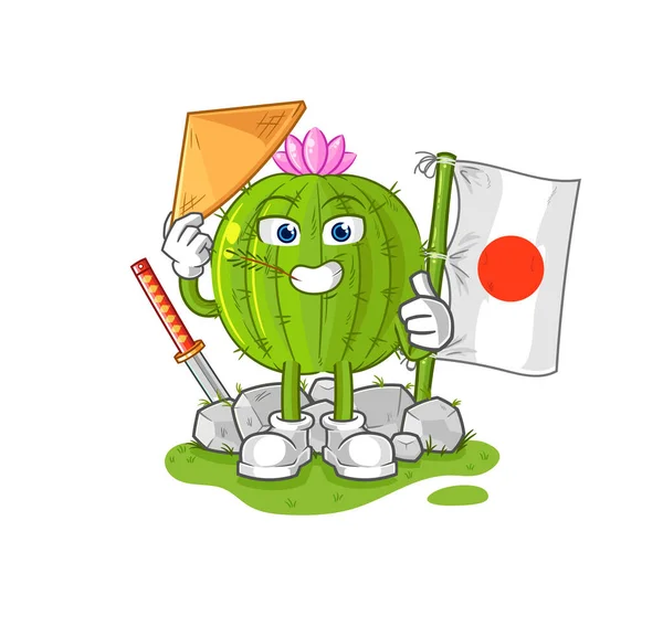 Cactus Japanese Vector Cartoon Characte — Stock Vector