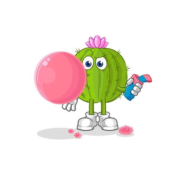 Cactus Chewing Gum Vector Cartoon Characte — Vector de stoc