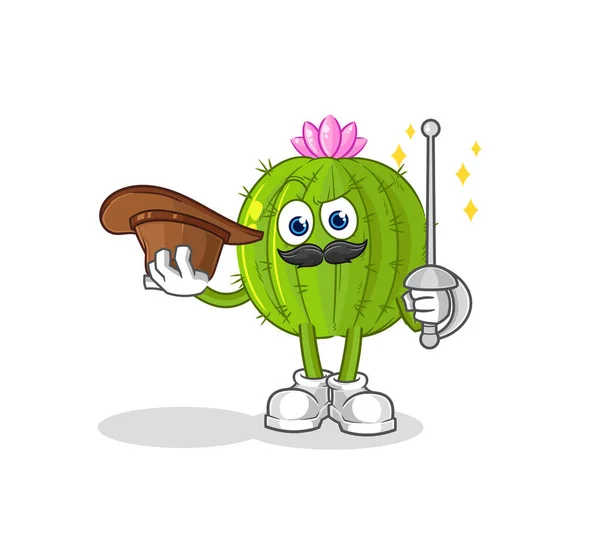 Cactus Fencer Character Cartoon Mascot Vecto — Stockvektor