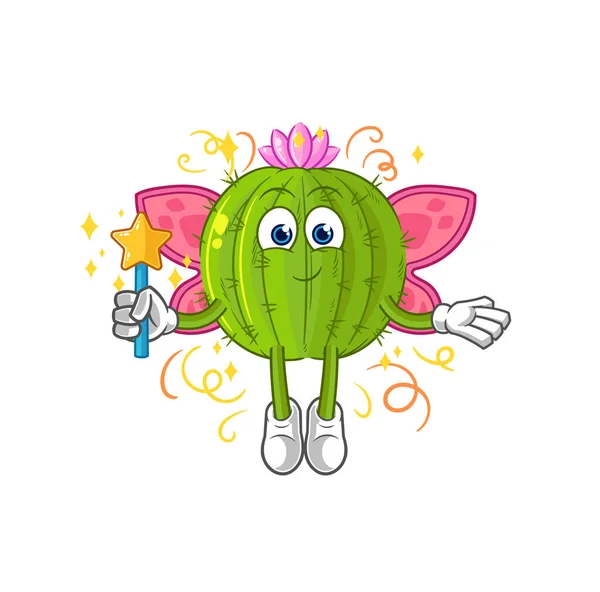 Fée Des Cactus Aux Ailes Bâton Mascotte Vecto Dessin Animé — Image vectorielle