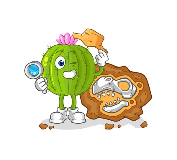Cactus Archaeologists Fossils Mascot Cartoon Vecto — 图库矢量图片