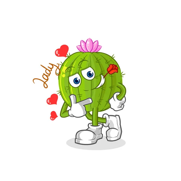 Cactus Flirting Illustration Character Vecto — Stok Vektör