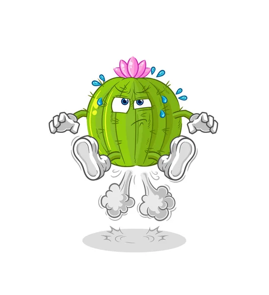 Kaktusík Prd Skákání Ilustrace Znakové Vekto — Stockový vektor