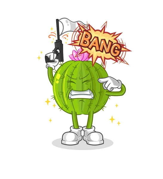Cactus Warning Shot Mascot Cartoon Vecto — Stockový vektor