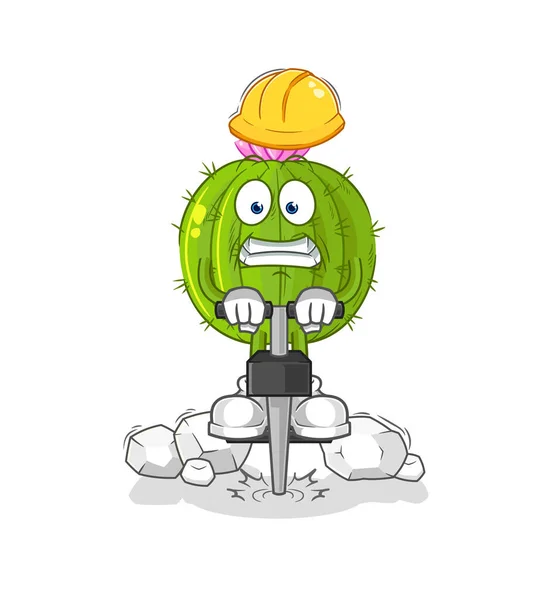 Cactus Drill Ground Cartoon Character Vecto — Stock Vector