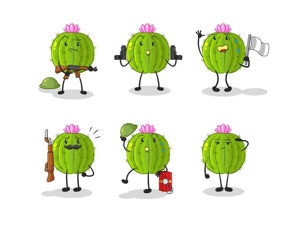 Cactus Troops Character Cartoon Mascot Vecto — Stockvector