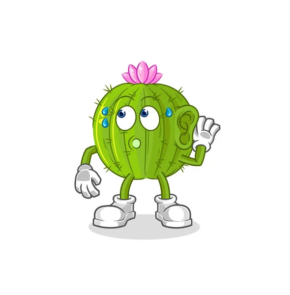 Cactus Eavesdropping Vector Cartoon Characte — Vettoriale Stock