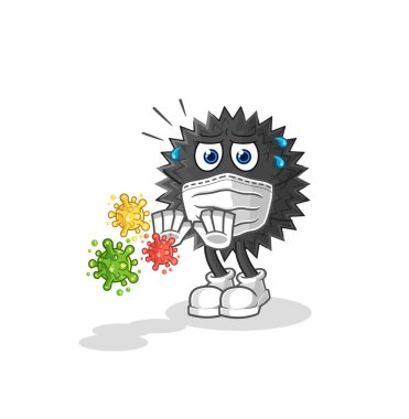the sea urchin refuse viruses cartoon. cartoon mascot vecto