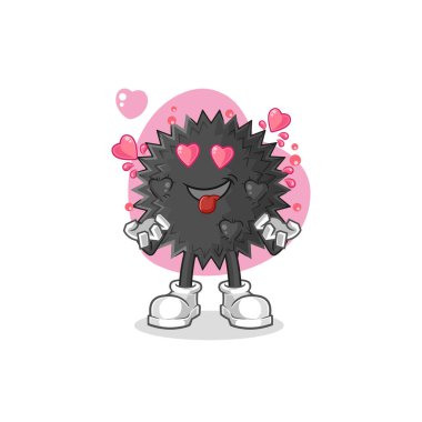 the sea urchin fallin love vector. cartoon characte