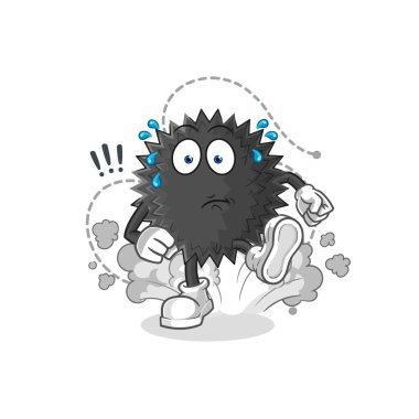 the sea urchin running illustration. character vecto