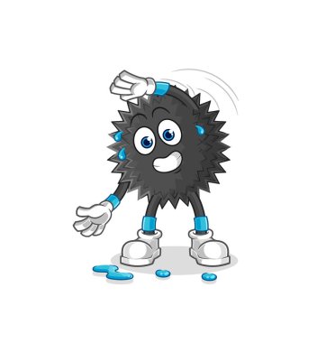 the sea urchin stretching character. cartoon mascot vecto