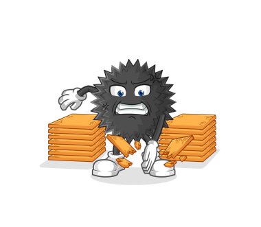 the sea urchin karate mascot. cartoon vecto